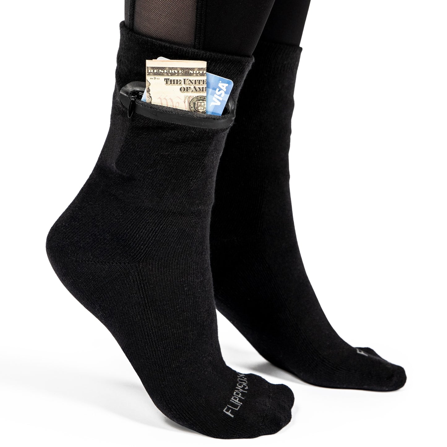 Zipper Sock Wallet - Black