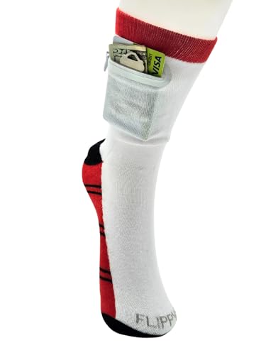 Zipper Sock Wallet - Striped Red Black