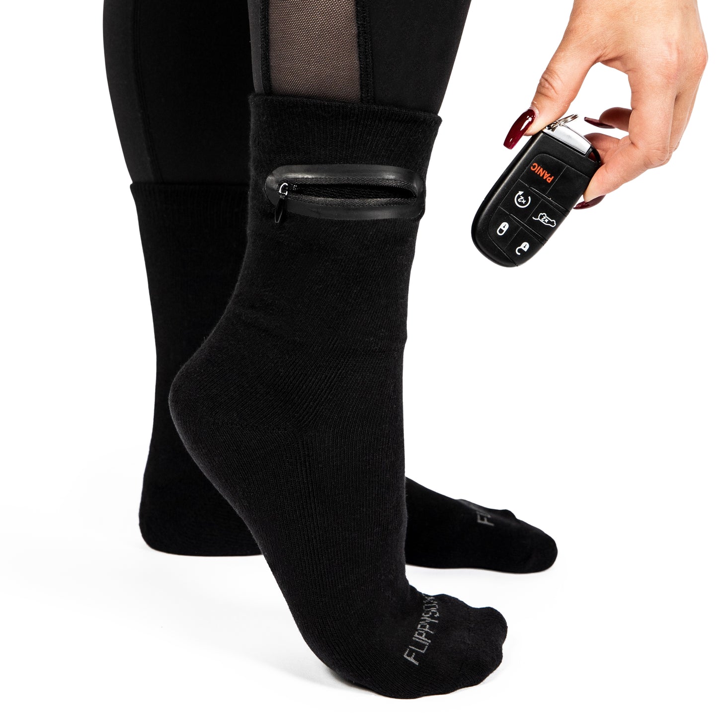 Zipper Sock Wallet - Black