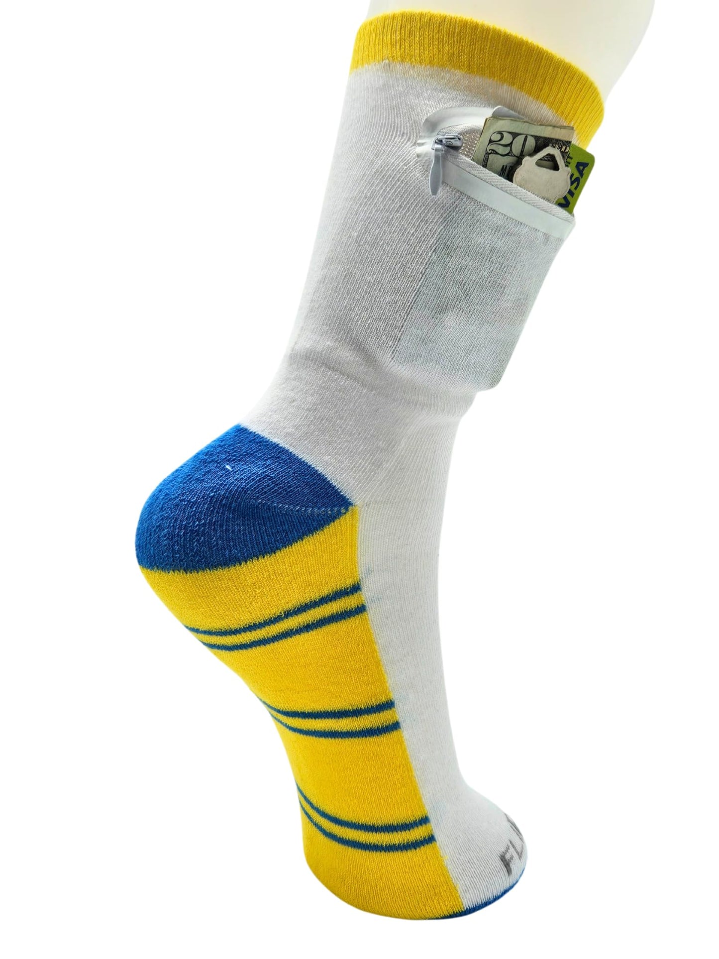 Zipper Sock Wallet - Striped Yellow Blue