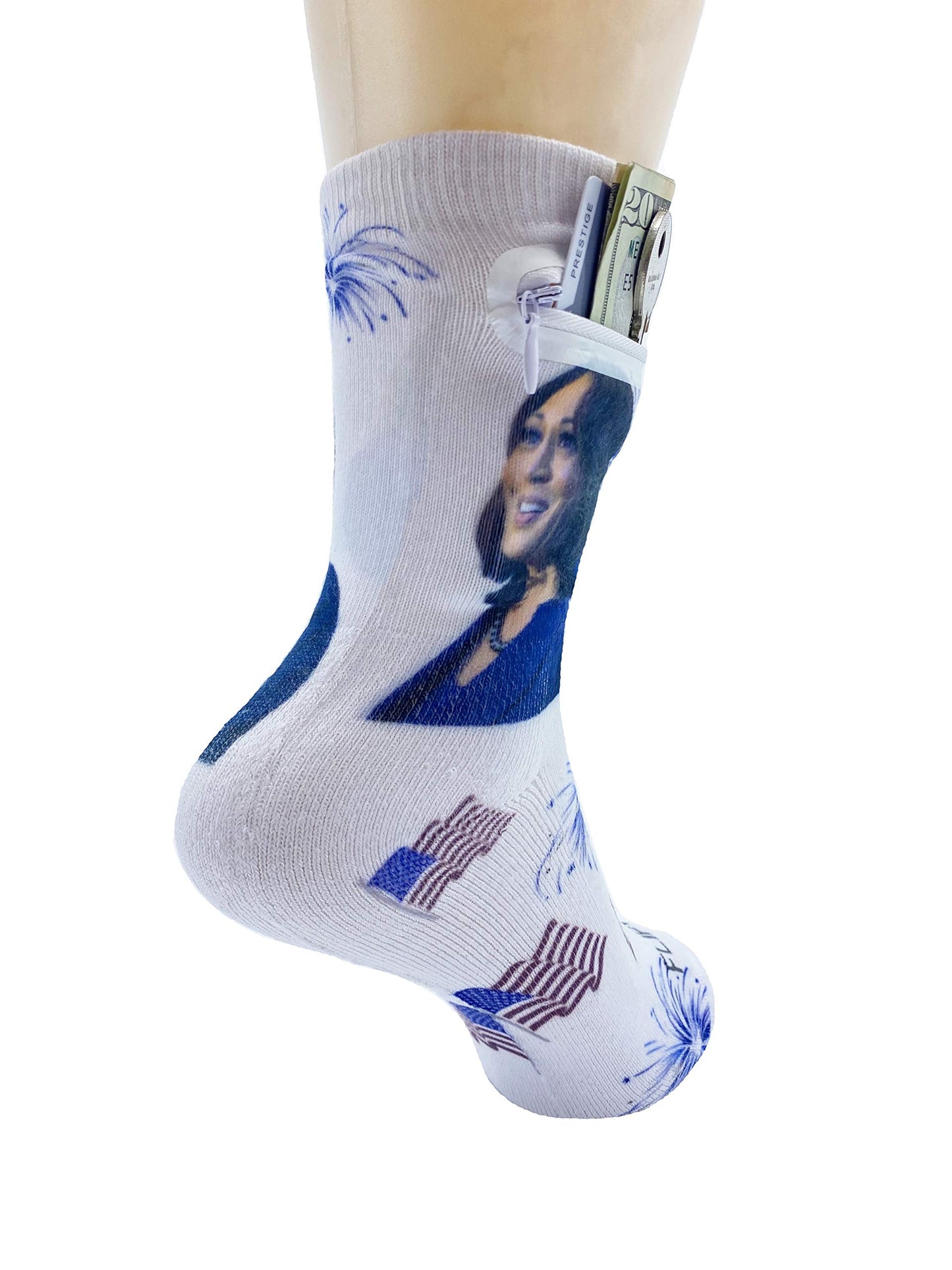 Zipper Sock Wallet - Kamala Harris Sock