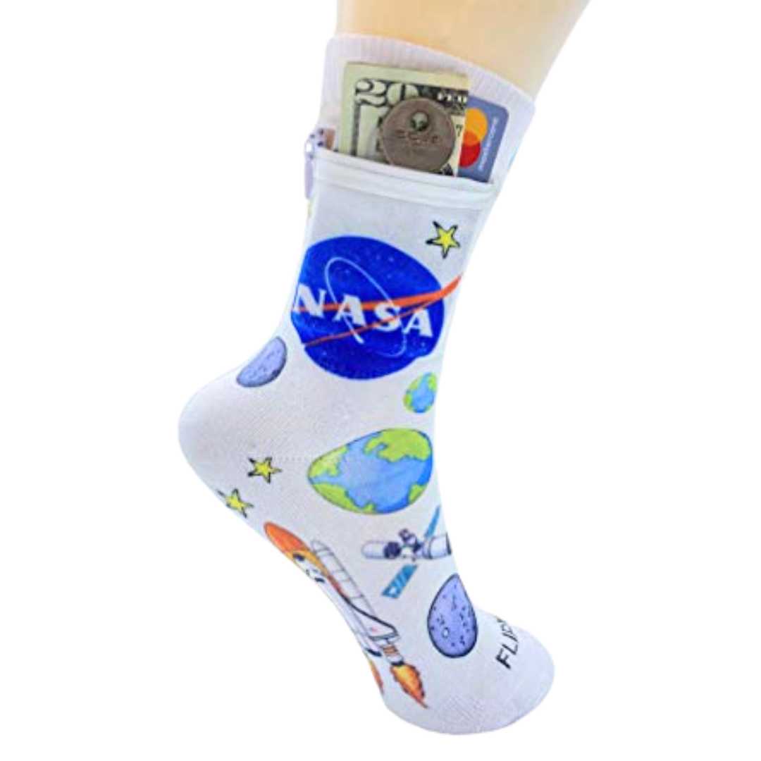 Zipper Sock Wallet - NASA Sock