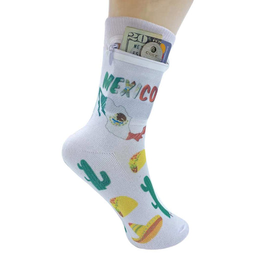 Zipper Sock Wallet - Mexico Sock