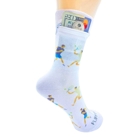 Zipper Sock Wallet - Tennis Man Sock