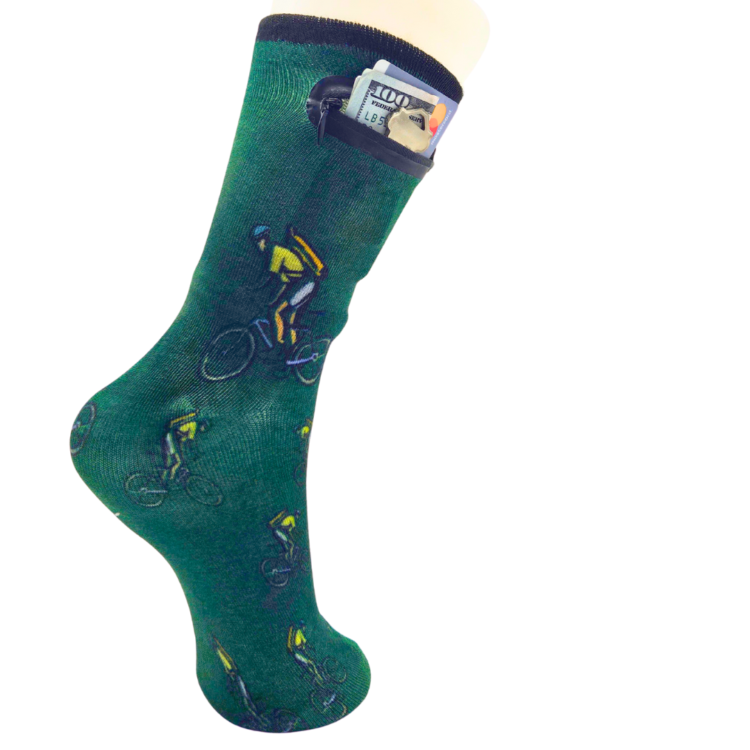 Zipper Sock Wallet - Mountain Bike Sock