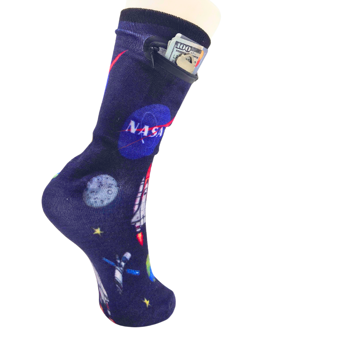 Zipper Sock Wallet - NASA Sock