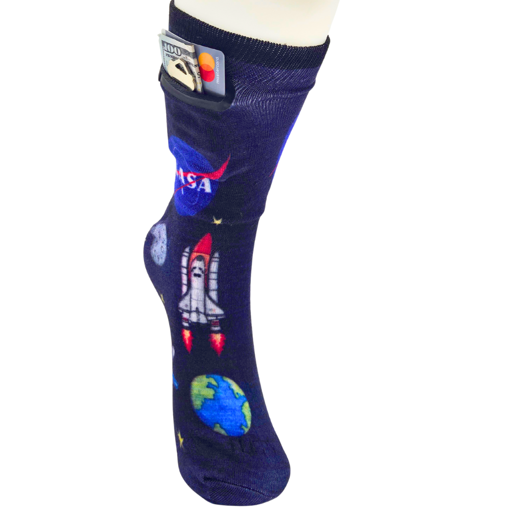 Zipper Sock Wallet - NASA Sock