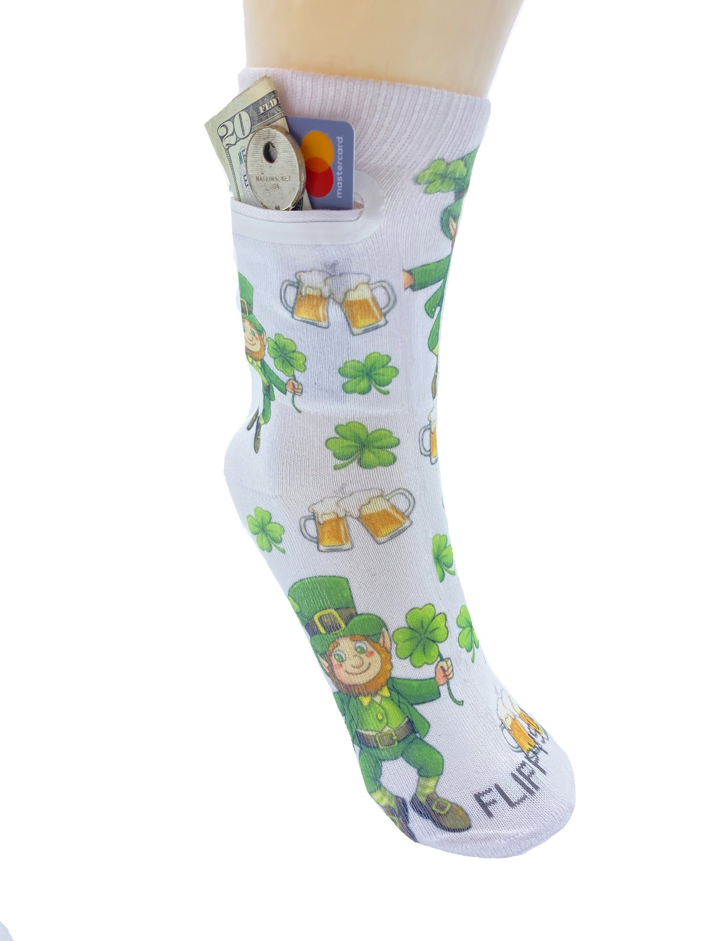 Zipper Sock Wallet - St Patricks Day Sock