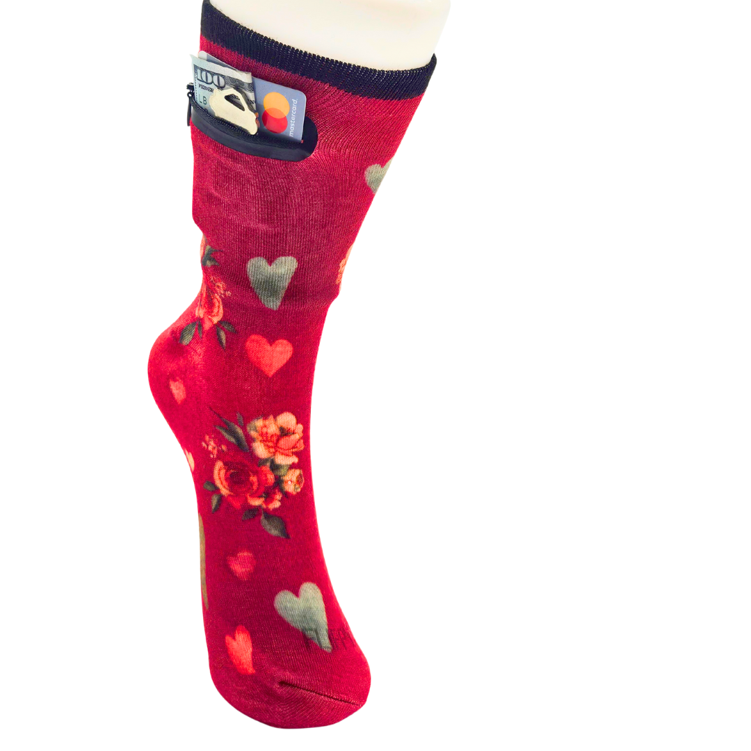 Zipper Sock Wallet - Valentines Sock