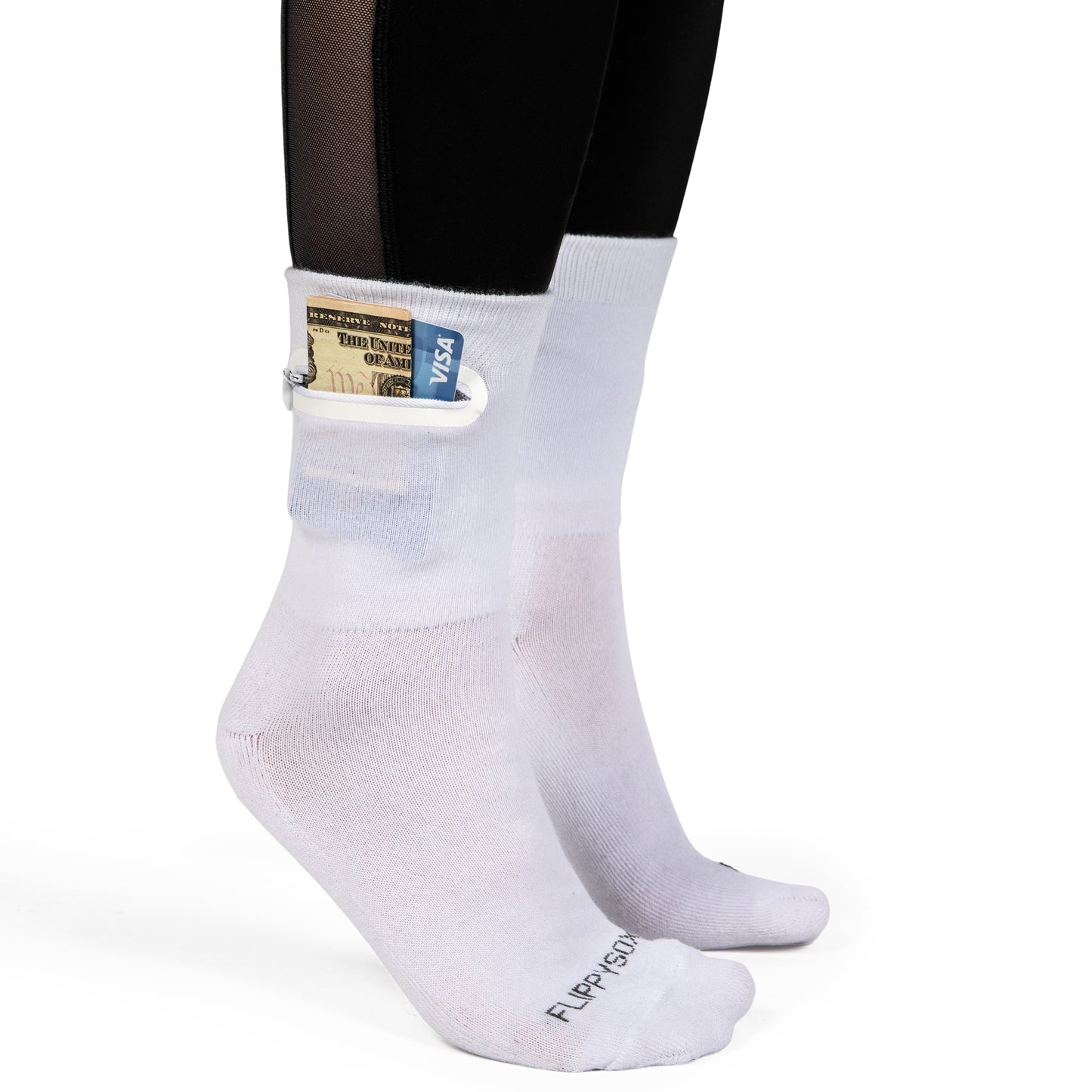 Zipper Sock Wallet - White Sock