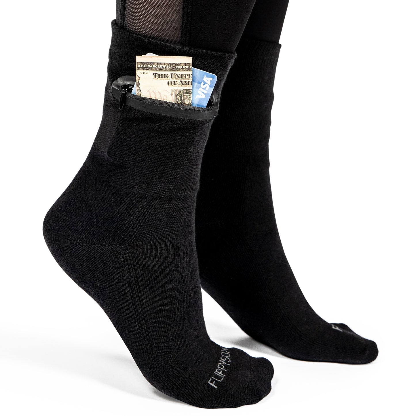 Zipper Sock Wallet (3 Pack) - Black Sock