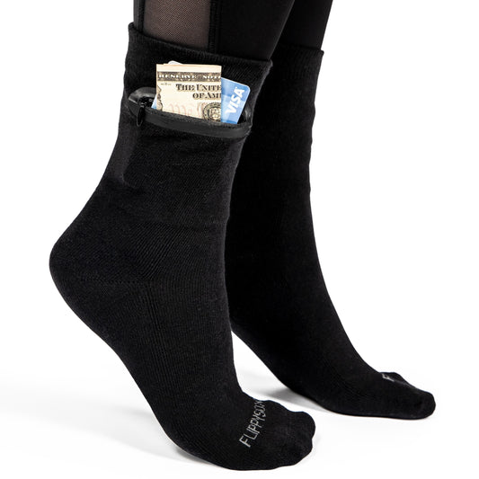 Zipper Sock Wallet - Black Sock