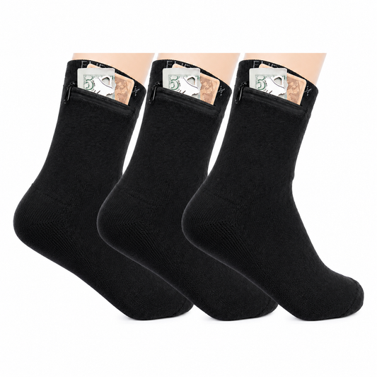 Zipper Sock Wallet (3 Pack) - Black Sock