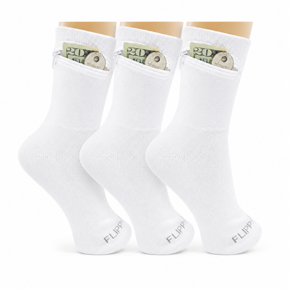 Zipper Sock Wallet (3 Pack) - White Sock