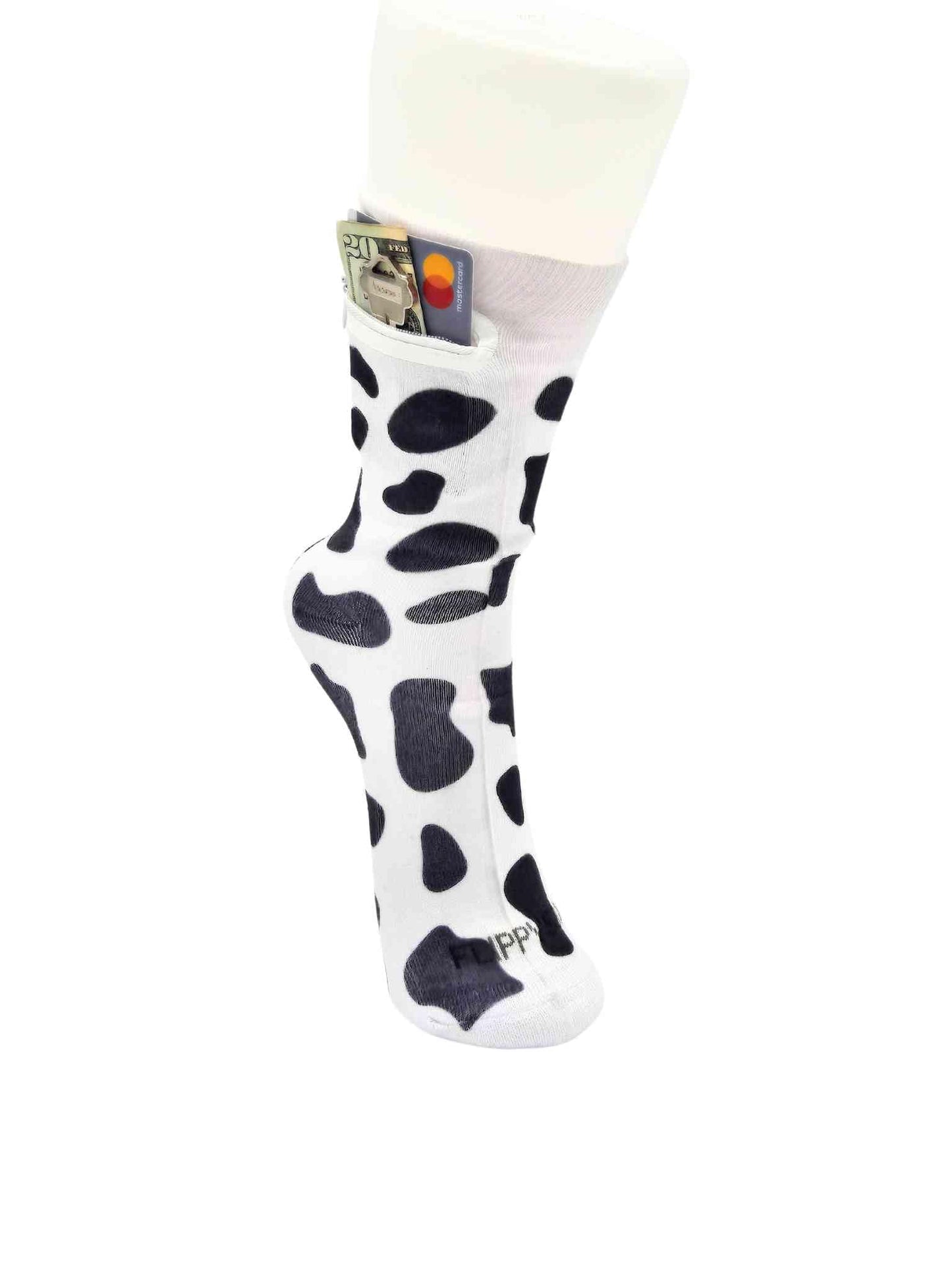 Zipper Sock Wallet - Cows Sock