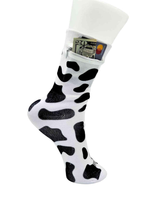 Zipper Sock Wallet - Cows Sock