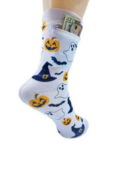 Zipper Sock Wallet - Halloween Spooky Scary Sock