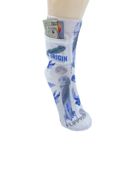 Zipper Sock Wallet - Blue Origin Sock