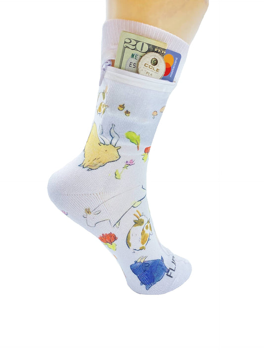 Zipper Sock Wallet - Sheep Sock