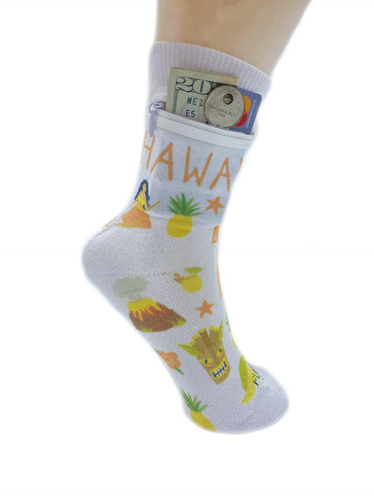 Zipper Sock Wallet - Hawaii Sock