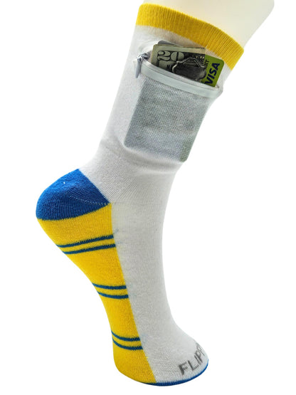 Zipper Sock Wallet - Striped Yellow Blue