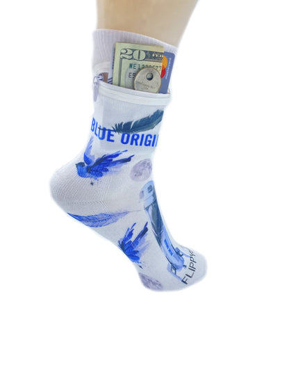 Zipper Sock Wallet - Blue Origin Sock