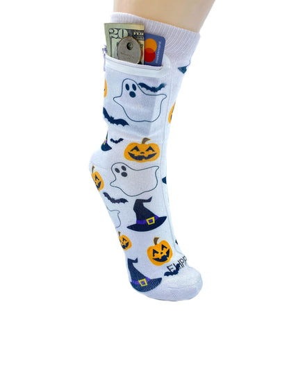 Zipper Sock Wallet - Halloween Spooky Scary Sock