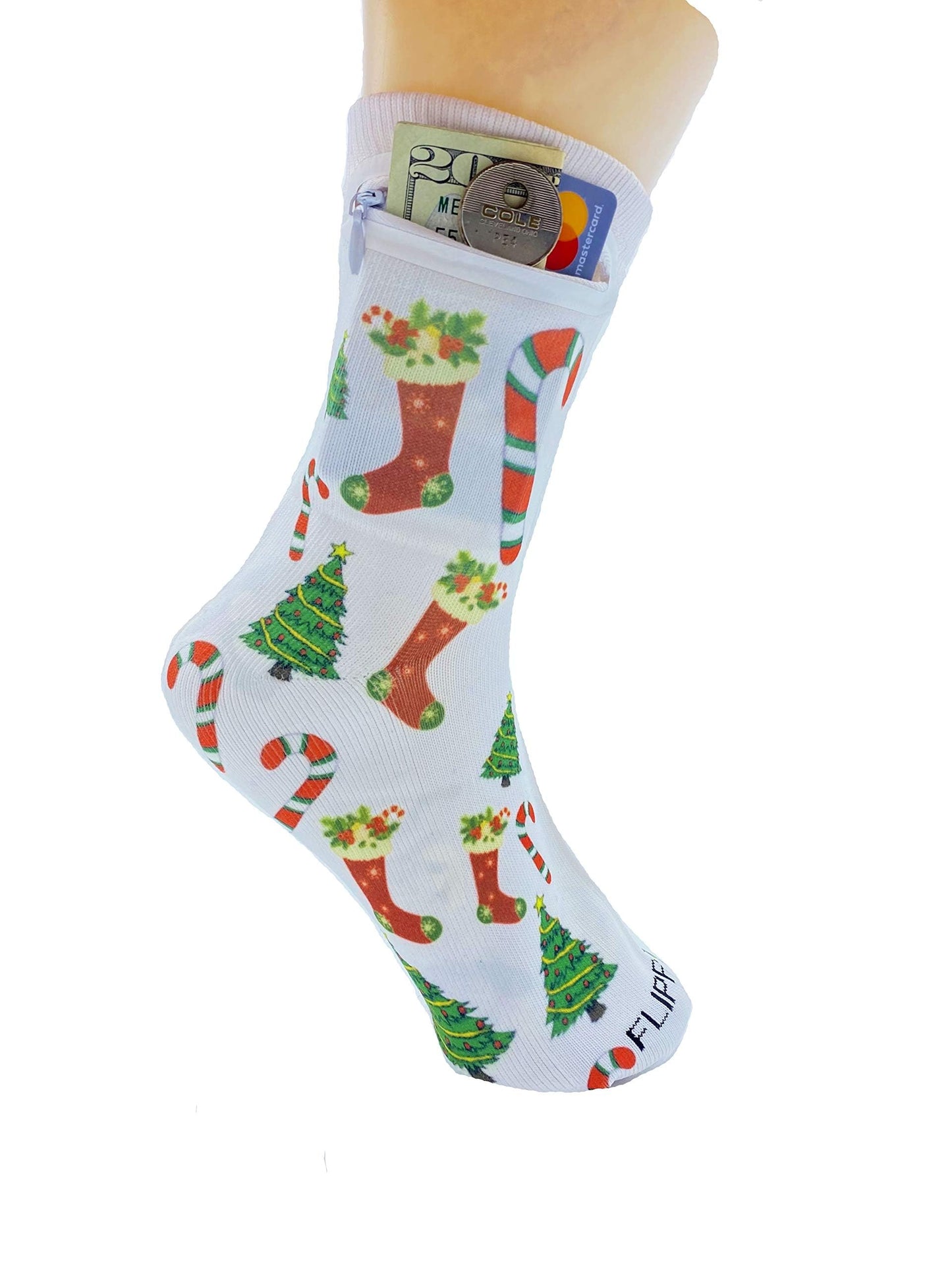 Zipper Sock Wallet - Christmas Sock