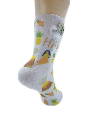 Zipper Sock Wallet - Hawaii Sock