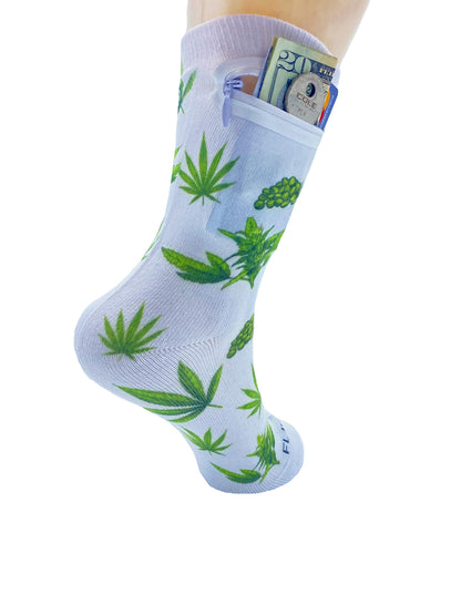 Zipper Sock Wallet - Cannabis Sock