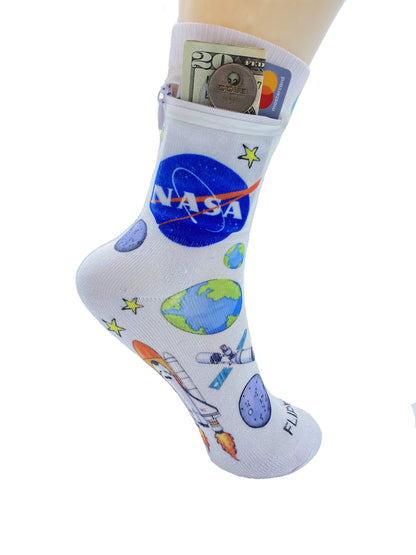 Zipper Sock Wallet - NASA Sock