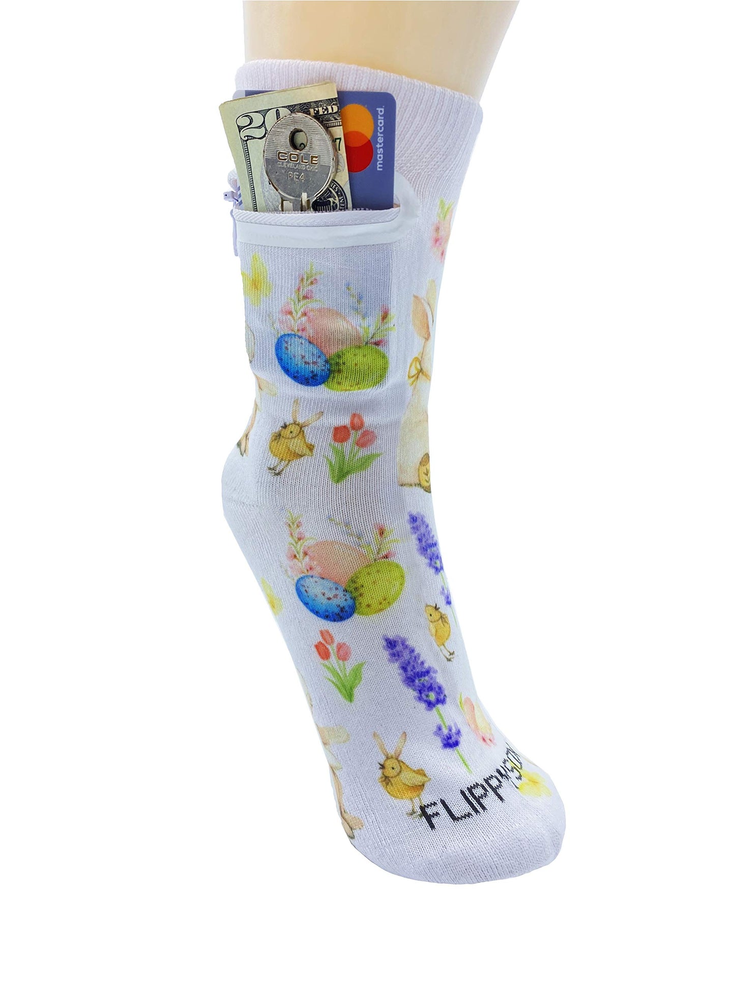 Zipper Sock Wallet - Easter Sock