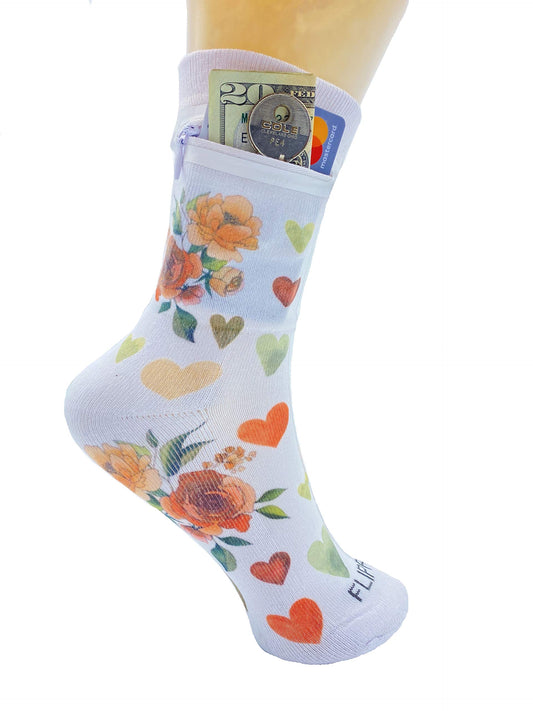 Zipper Wallet Sock - Valentines