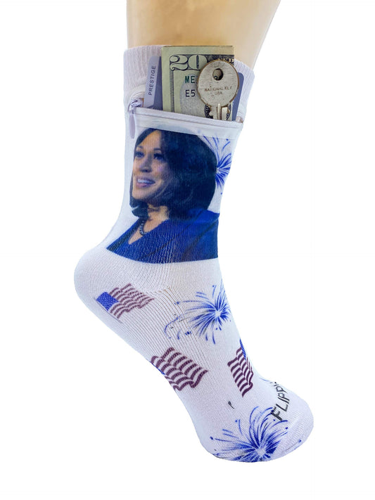 Zipper Sock Wallet - Kamala Harris Sock