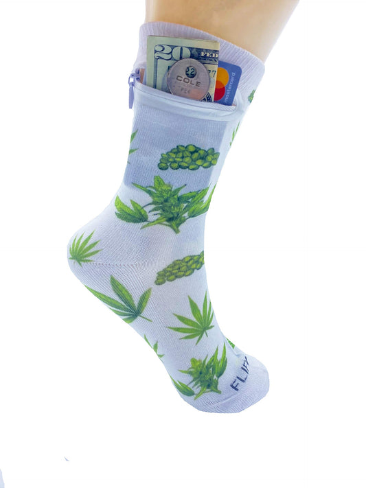 Zipper Sock Wallet - Cannabis Sock