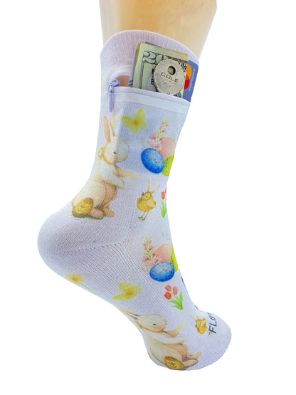 Zipper Sock Wallet - Easter Sock