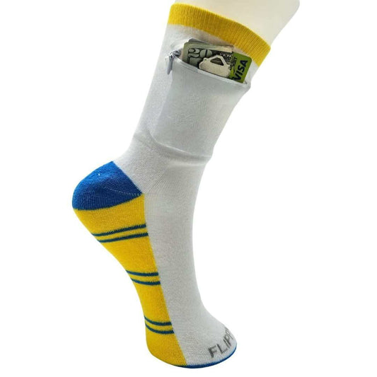 Zipper Sock Wallet - Striped Yellow Blue