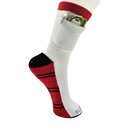 Zipper Sock Wallet - Striped Red Black