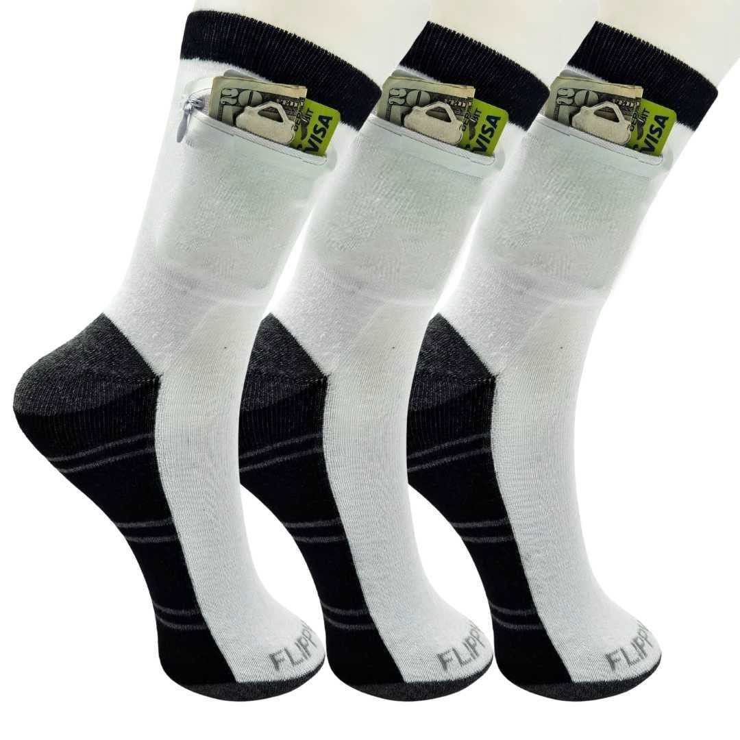 Zipper Sock Wallet (3 Pack) - Striped Black Gray Sock