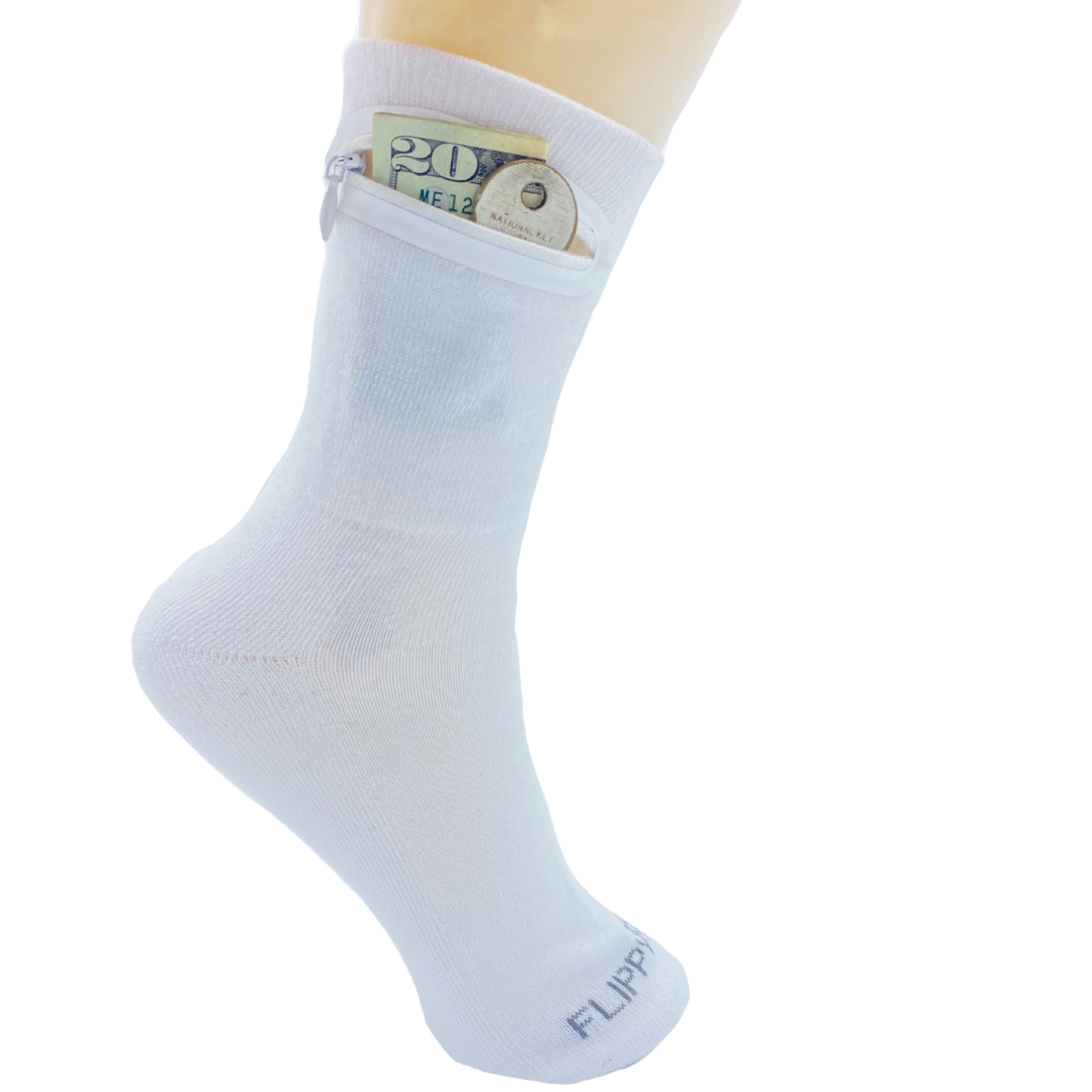 Zipper Sock Wallet - White Sock