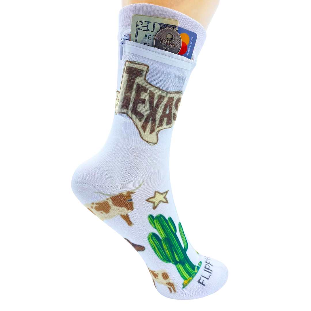 Zipper Sock Wallet - Texas Sock