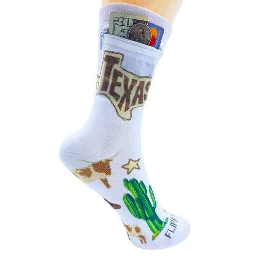 Zipper Sock Wallet - Texas Sock