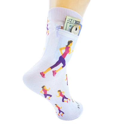 Zipper Sock Wallet - Running Woman Sock