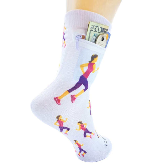 Zipper Sock Wallet - Running Woman Sock
