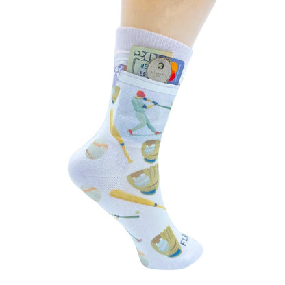 Zipper Sock Wallet - Baseball Sock
