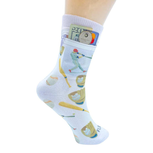 Zipper Sock Wallet - Baseball Sock