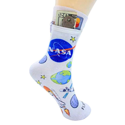 Zipper Sock Wallet - NASA Sock