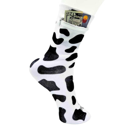 Zipper Sock Wallet - Cows Sock