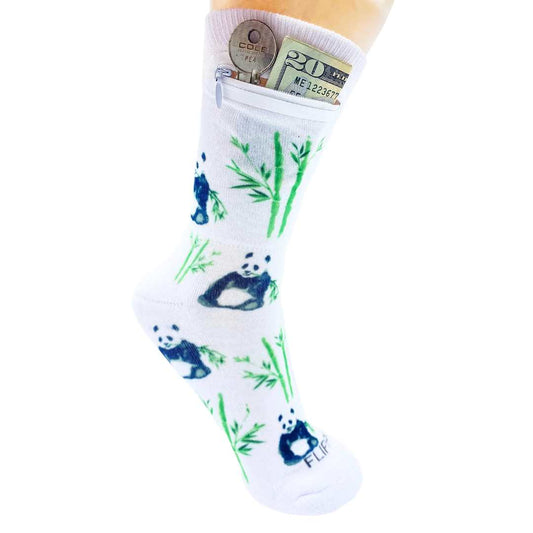 Zipper Sock Wallet - Panda Sock