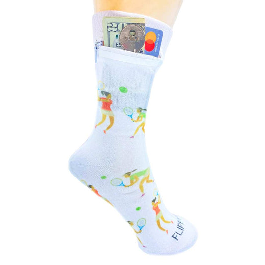 Zipper Sock Wallet - Tennis Woman Sock